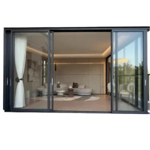 Aluminum Alloy Sliding Patio Door with Fly Screen, Glass Sound Insulation for Balcony, Apartment, Garage