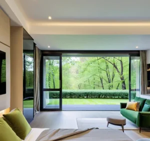 Aluminum Alloy Sliding Swing Door with Toughened Glass for Outdoor Balconies, Sound and Heat Insulation