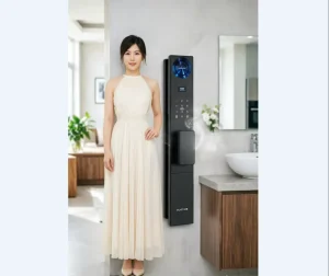 Aluminum Alloy Smart Door Lock 4.5 Inch HD Rear Screen Dual Camera Face Palm Vein Recognition Remote Unlock Via Cloud