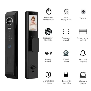 Aluminum Alloy Smart Door Lock with Face and Fingerprint Recognition for Aluminum, Steel, and Wood Doors with App Control