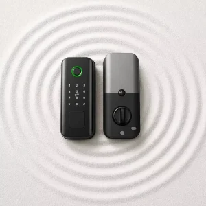 Aluminum Alloy Smart Lock with Memory Card, Biometric Fingerprint, Card Swipe, Mechanical Key, and Deadbolt for Wooden Doors