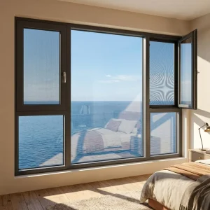 Aluminum Alloy Swing Windows and Doors with Mosquito Screens and Double-Glazed Tempered Glass for Enclosed Balconies