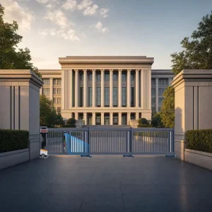 Aluminum Alloy Telescopic Sliding Gate Suspended Section Electric Automatic Gate for Industrial Courtyard