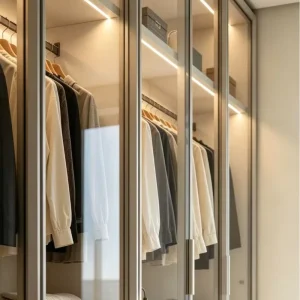 Aluminum Alloy Tempered Glass Door Walk-In Bedroom Wardrobe with Moisture-Proof, Mildew-Resistant Finish, Detachable