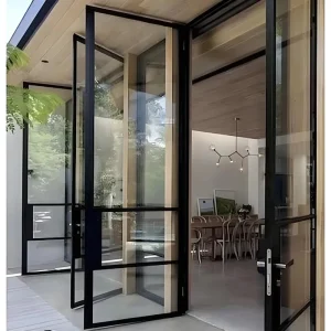 Aluminum Alloy Tempered Glass Fiberglass Screen Anti-Theft Pivot Door with Polymer Construction for Hotel Use