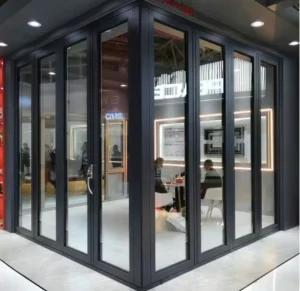 Aluminum Alloy Tempered Glass Folding Door for Balcony, Entryway, or Living Room with Thermal Insulation