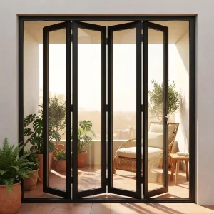 Aluminum Alloy Tempered Glass Folding Door for Entry, Living Room, Shops, Balcony, and Outdoor Use
