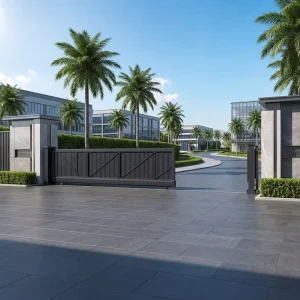 Aluminum Alloy Track Type Automatic Electric Linear Sliding Telescopic Gate for Community and School