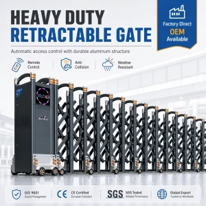 Aluminum Alloy Trackless Electric Telescopic Retractable Driveway Security Gate for Industrial Use