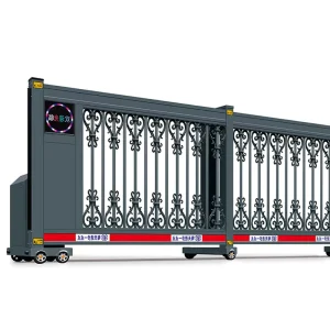Aluminum Alloy Trackless Remote-Control Electric Retractable Black Sliding Folding Gate for Industrial, Factory, and Community Use