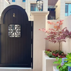 Aluminum Alloy Villa Courtyard Garden Gate, Wrought Iron and Stainless Steel, European Style, Painted Swing Gate
