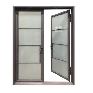 Aluminum Alloy Waterproof Electric Glass Swing Door for Interior Bedroom and Kitchen