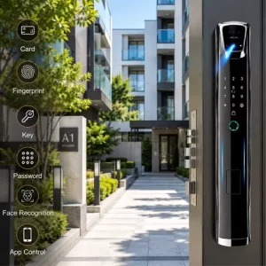 Aluminum Alloy WiFi Face Recognition Biometric Password Lock for Glass and Aluminum Doors with Auto Lock