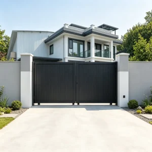 Aluminum Alloy Wrought-Iron Anti-Theft Swing Garden Gate or Courtyard Door for Villa Entrances, Custom Single or Double Leaf