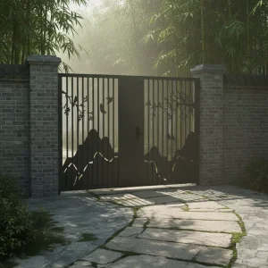 Aluminum Art Courtyard Gate for Villas, Sliding Entry Door