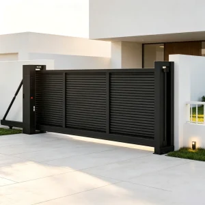Aluminum Automatic Cantilever Sliding Driveway Gate, Privacy Estate Gate for Factory, Villa, and Courtyard