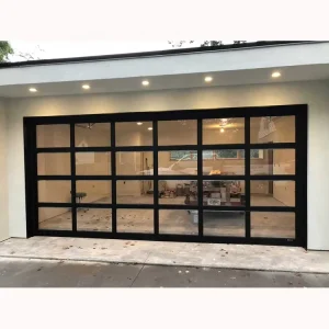 Aluminum Automatic Sectional Garage Door with Full-View Tempered Glass for Villa