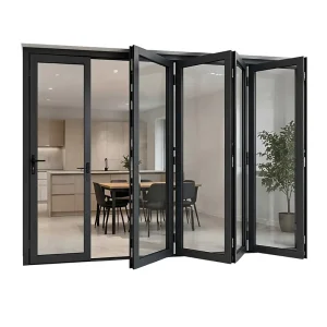 Aluminum Bi Fold Double Tempered Glass Door Modern Folding Patio Room Divider