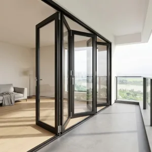 Aluminum Bi-Fold Double Tempered Glass Door Modern Folding Patio Room Divider
