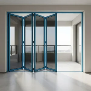 Aluminum Bi-Fold Double Tempered Glass Door Modern Folding Patio Room Divider