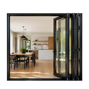 Aluminum Bi Fold Double Tempered Glass Door Modern Folding Patio Room Divider