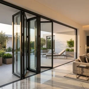 Aluminum Bi-Fold Double Tempered Glass Door Patio Room Divider