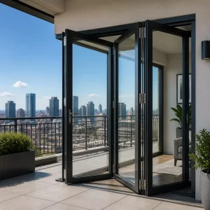 Aluminum Bi-Fold Double Tempered Glass Door Patio Room Divider