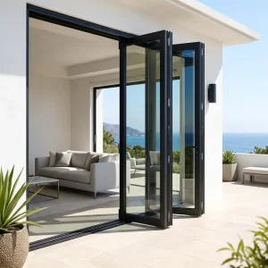 Aluminum Bi-Fold Double Tempered Glass Door Patio Room Divider