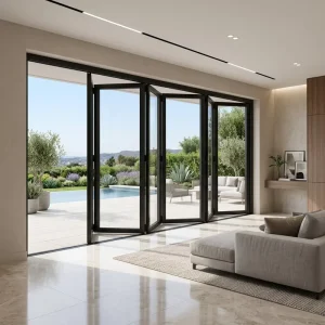 Aluminum Bi-Fold Double Tempered Glass Door Patio Room Divider