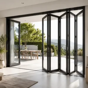 Aluminum Bi-Fold Double Tempered Glass Patio Room Divider
