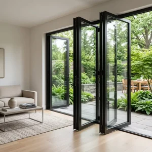 Aluminum Bi-Fold Double Tempered Glass Patio Room Divider
