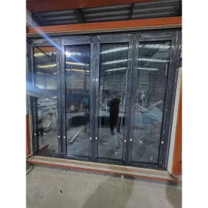 Aluminum Bi-Fold Windproof Partition Door for Villas Hotels and Outdoor Patios with Accordion Folding Tempered Glass