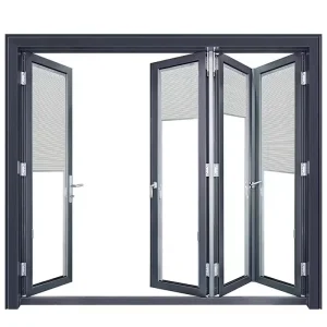 Aluminum Bi fold Window with Built in Blinds Insulated Glass Folding Door Custom Size