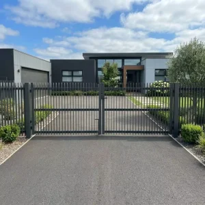 Aluminum Blade Fence Panel and Driveway Gate Custom Size Color Factory Direct