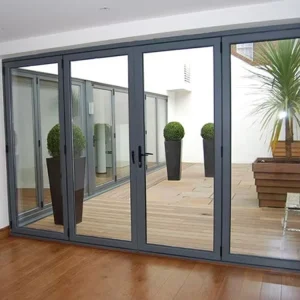 Aluminum Casement Door with French Design Double Glazed Tempered Glass Sound Insulation for Exterior Use