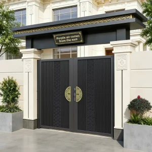 Aluminum Chinoiserie Swing Gate for Villa Courtyard, Anti-Theft
