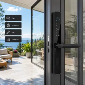 Aluminum Digital Fingerprint Smart Lock with Cloud and Memory Card Storage for Front and Glass Doors WiFi Auto Lock