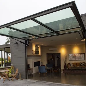 Aluminum Flush Mount Tilt-Up Folding Garage Door 16×7 16×8 9×7 10×10 with Black Grill