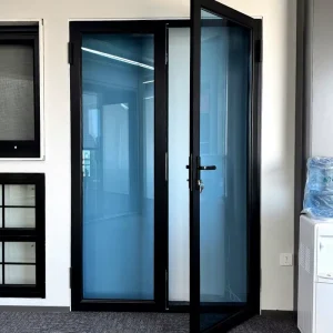 Aluminum Frame Double Swing Door with Tempered Glass for Villa Balcony Indoor Use