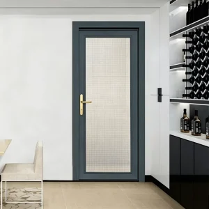 Aluminum Frame Glass Interior Hinged Swing Door Waterproof for Bathroom
