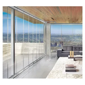 Aluminum Frameless Tempered Glass Stacking Patio Sliding Door for Balcony