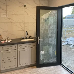 Aluminum French Doors Double Swing Glass Door Custom Frame for Balcony