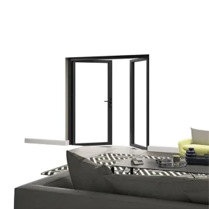 Aluminum French Double Tempered Glass Swing Door for Bathroom, Patio, and Balcony