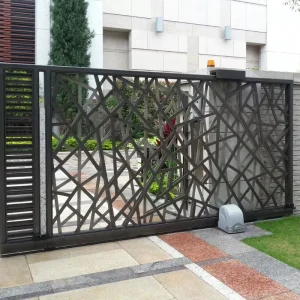 Aluminum Metal Electric Remote-Control CNC Double-Sided Sliding Fence Driveway Gate and Door for Outdoor Garden Balcony