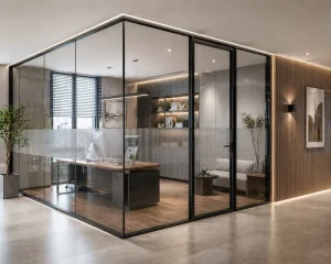 Aluminum Modular Office Partition Wall System with Glass Door and Workstation Divider