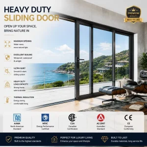 Aluminum Multi-Slide Door with Large Glass Panels for Villas Balconies Patios Bedrooms Hotels