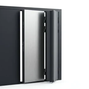 Aluminum Panel Door with Inward Access, Tempered Glass and Stainless Steel Frame, Waterproof and Fireproof