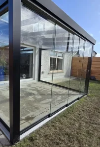 Aluminum Panoramic Slim Frameless Sliding Glass Door for Family Yards