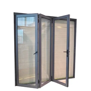 Aluminum Profile Glass Entry Accordion Folding Door, Automatic Folding