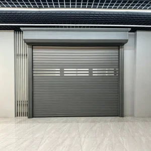 Aluminum Rolling Shutter Garage Door with Transparent Vision Strips, Heat Insulation, Automatic Control, Custom Villa Entrance